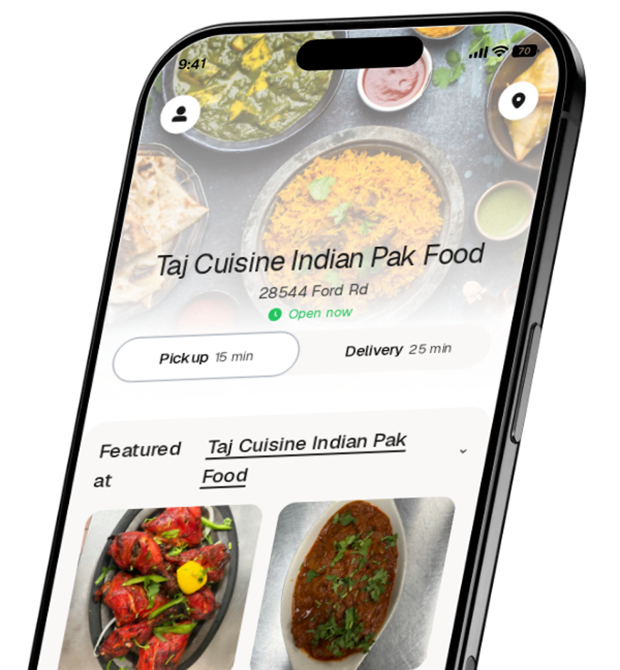 Taj Cuisine Indian Pak Food app preview