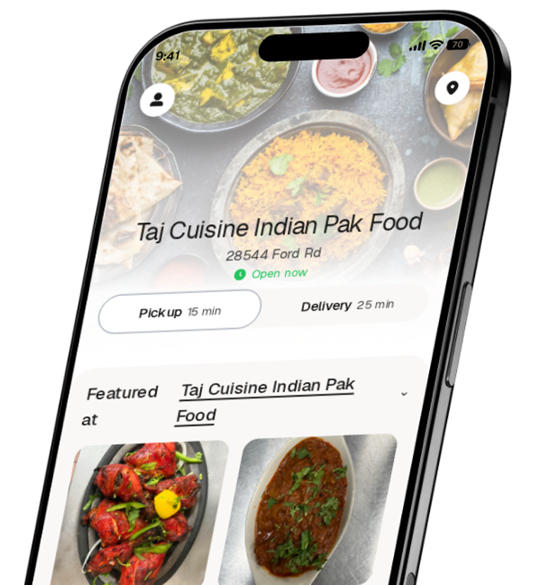 Taj Cuisine Indian Pak Food app preview